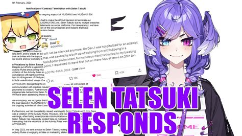 This subreddit will be closed permanently with submissions restricted, held up in memory of Selen Tatsuki's career. Please migrate to r/Dokibird for future discussion of the liver known as Selen Tatsuki or the independent Vtuber known as Dokibird. I'm Patcheresu. I've been tapped to become a mod for this subreddit.